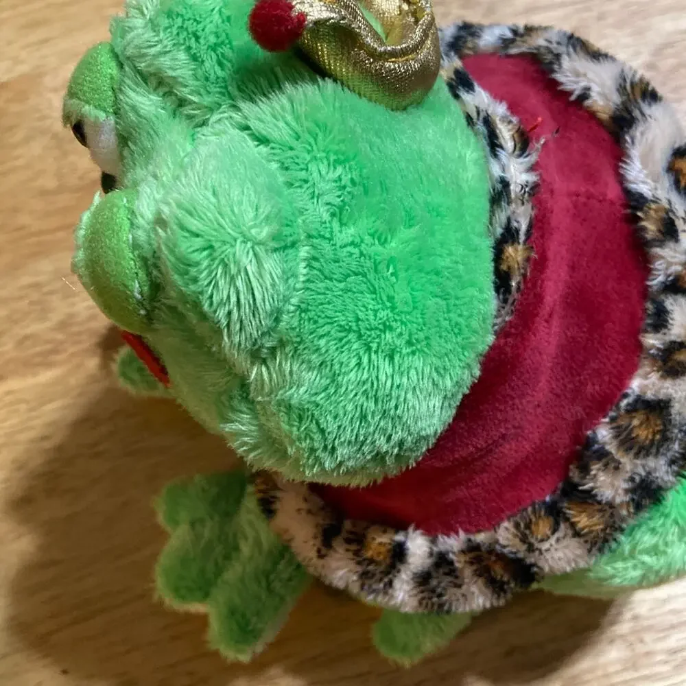 Ganz Frog Prince‎ Kissalot plush Green w/ Crown Leopard Print Robe